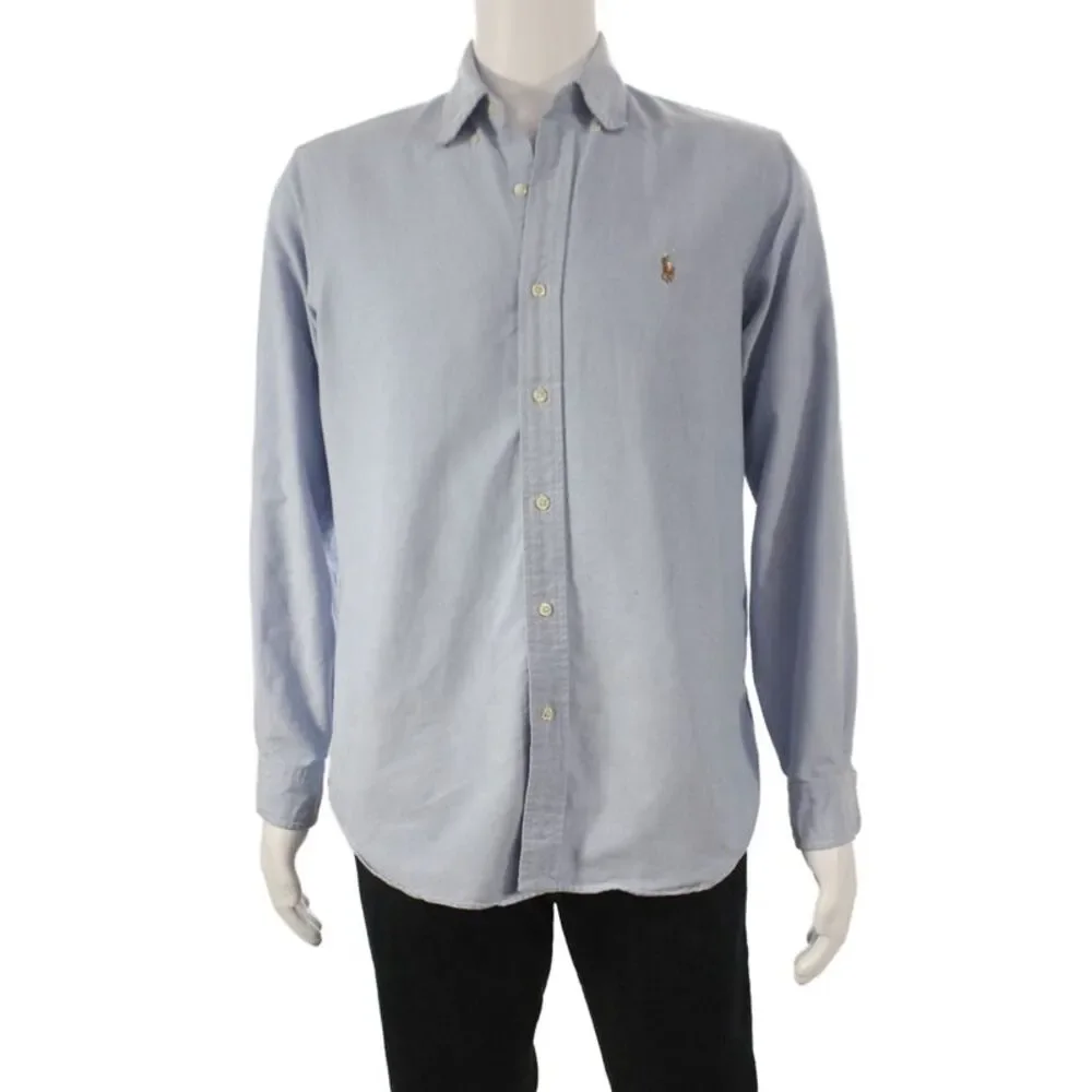 Polo Ralph Lauren Mens Cotton Long Sleeve Button-Down Shirt Blue Size M